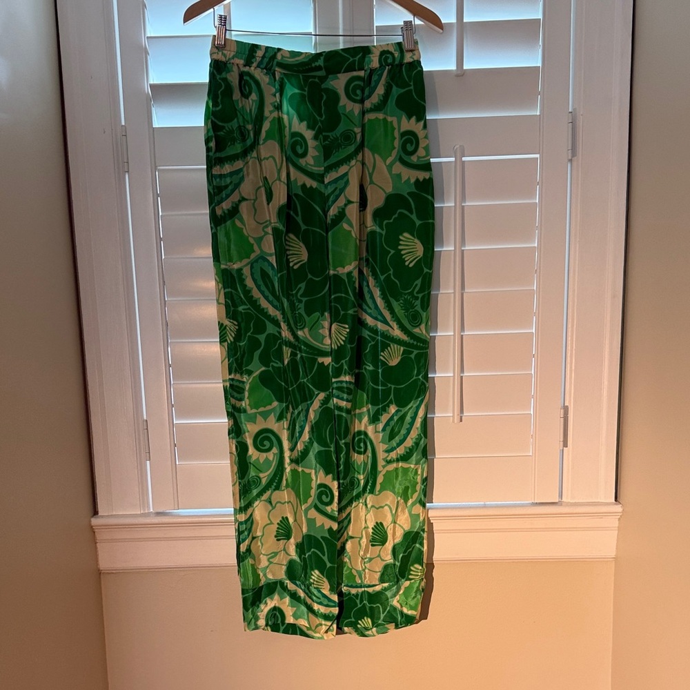 Farm Rio Green Floral Wide-Leg Pants